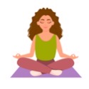 Illustration of a woman sitting with her legs crossed seeming to meditate